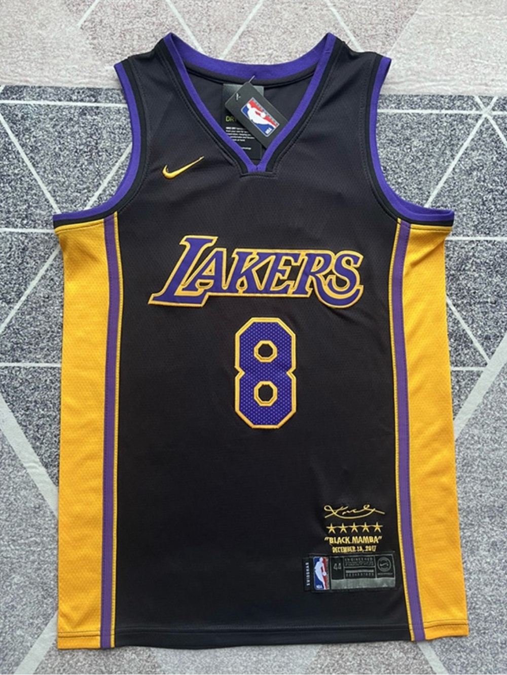 Nike Lakers Black, Gold & Purple Basketball Jersey (Number 8)